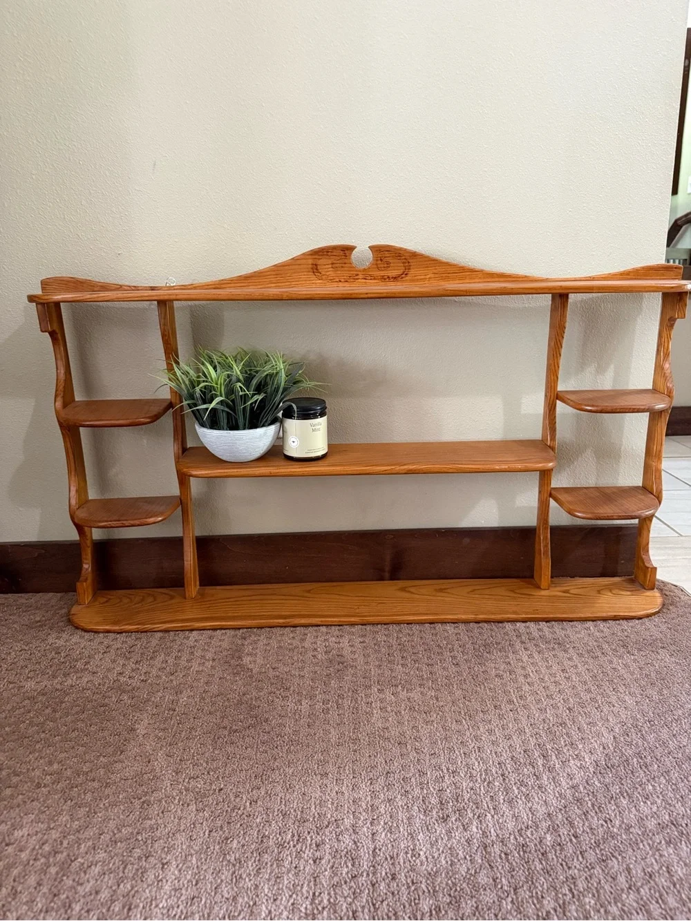 Wood Wall Shelf Unit in Natural Oak Finish